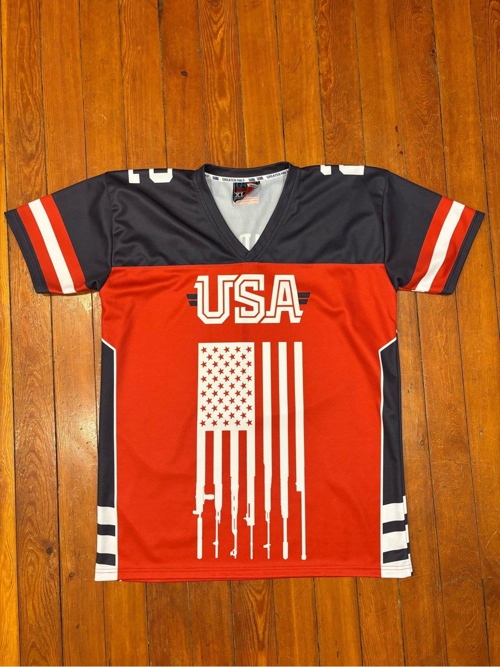 USA Graphic Red & Navy Athletic Soccer Jersey size XL Patriotic